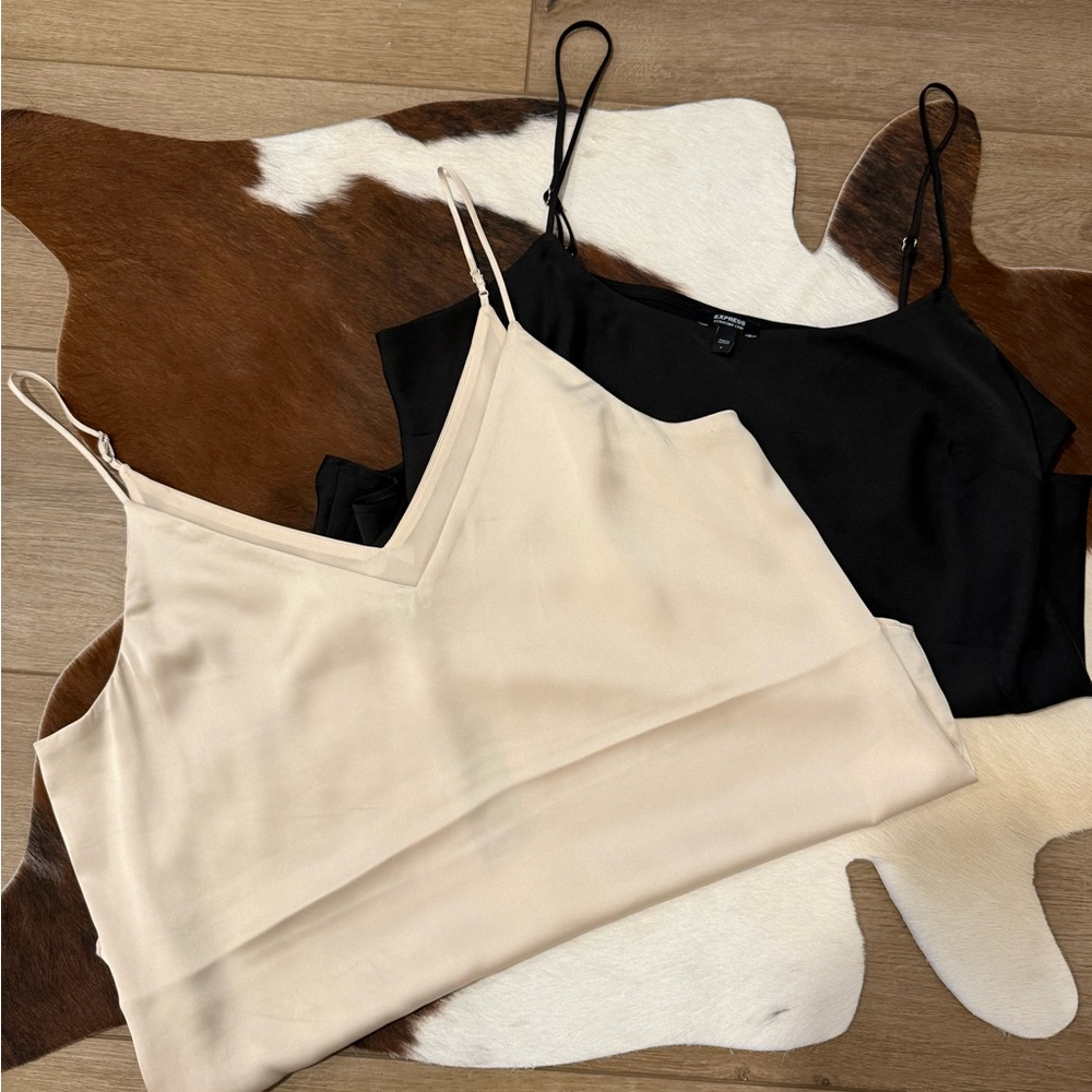 2 pack Express Black and Cream Women's Camisole Tops